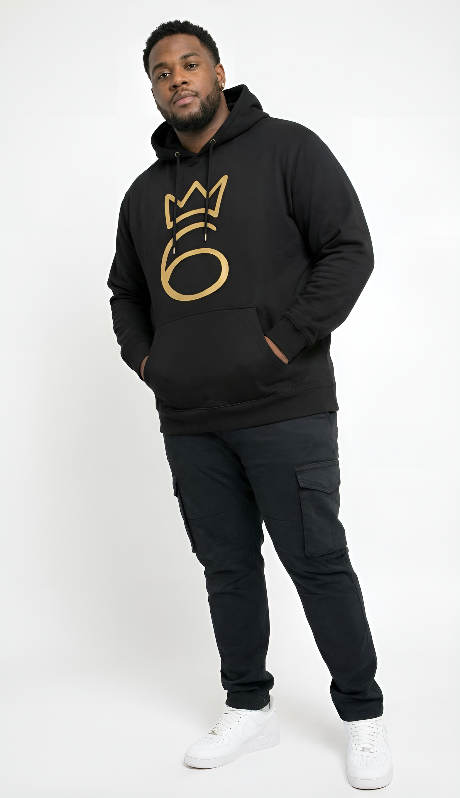 Classic Six Embroidered Hoodie – Gold on Black