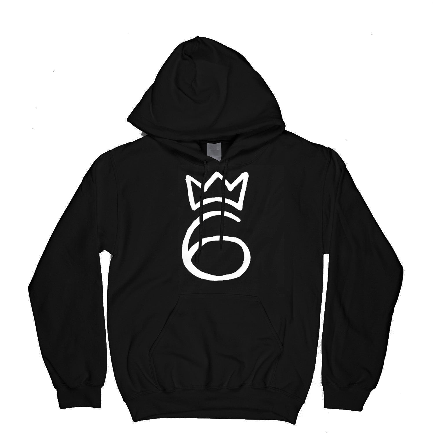 Classic Six Embroidered Hoodie – White on Black
