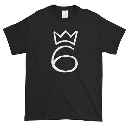 T-Shirt Crown On 6 - White on Black, centre chest