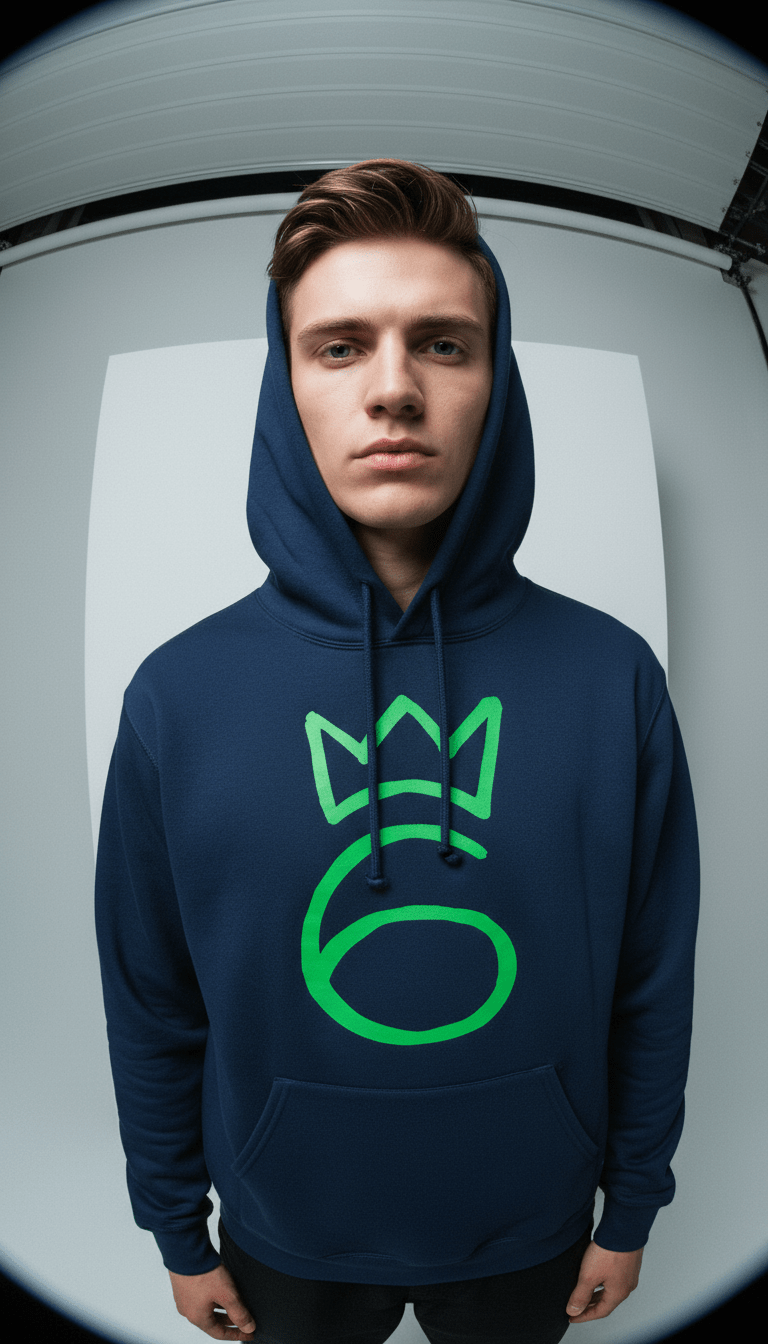 Classic Six Embroidered Hoodie – Lime Green on Royal Blue