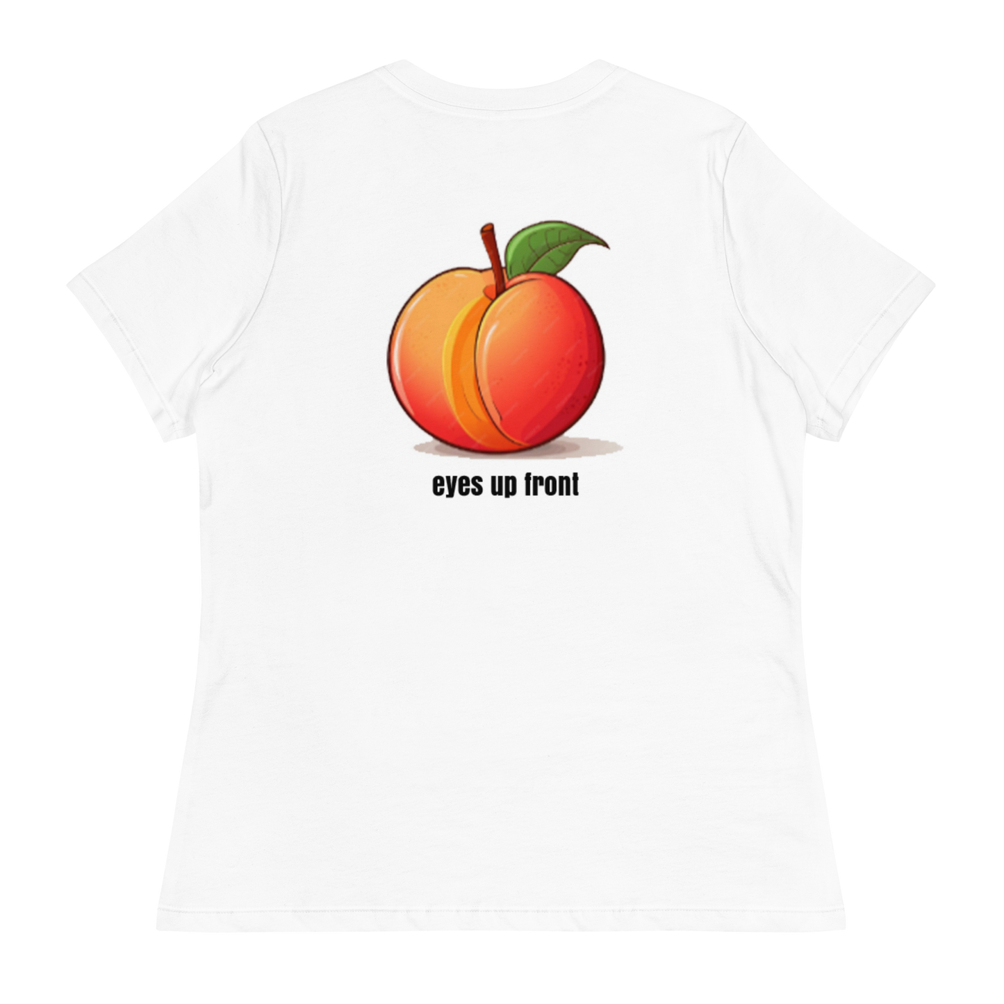 Eyes up front [Back] - Peach T-Shirt,  6 Crown [Front] – Peach on White