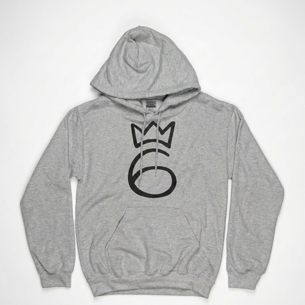 Classic Six Hoodie  Black on Heather Grey