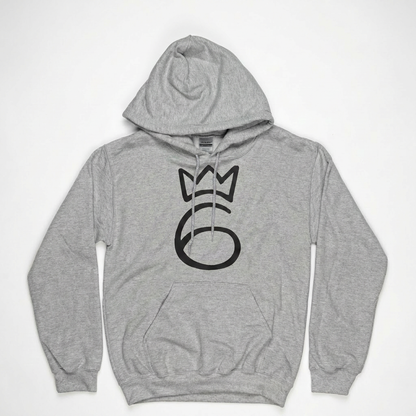Classic Six Hoodie  Black on Heather Grey