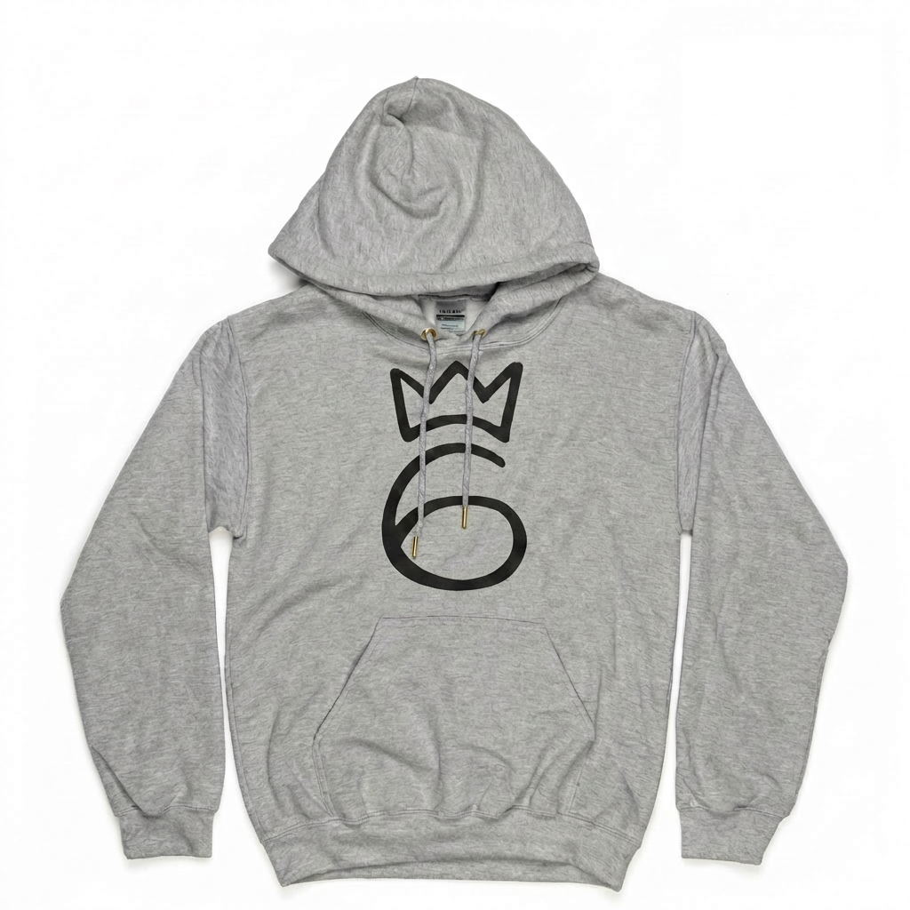 Classic Six Hoodie  Black on Heather Grey