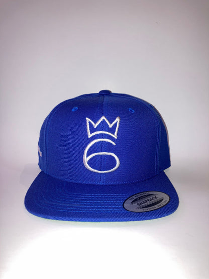 Premium Flat Bill Snapback - Classic Six Cap  –  Silver on Royal Blue