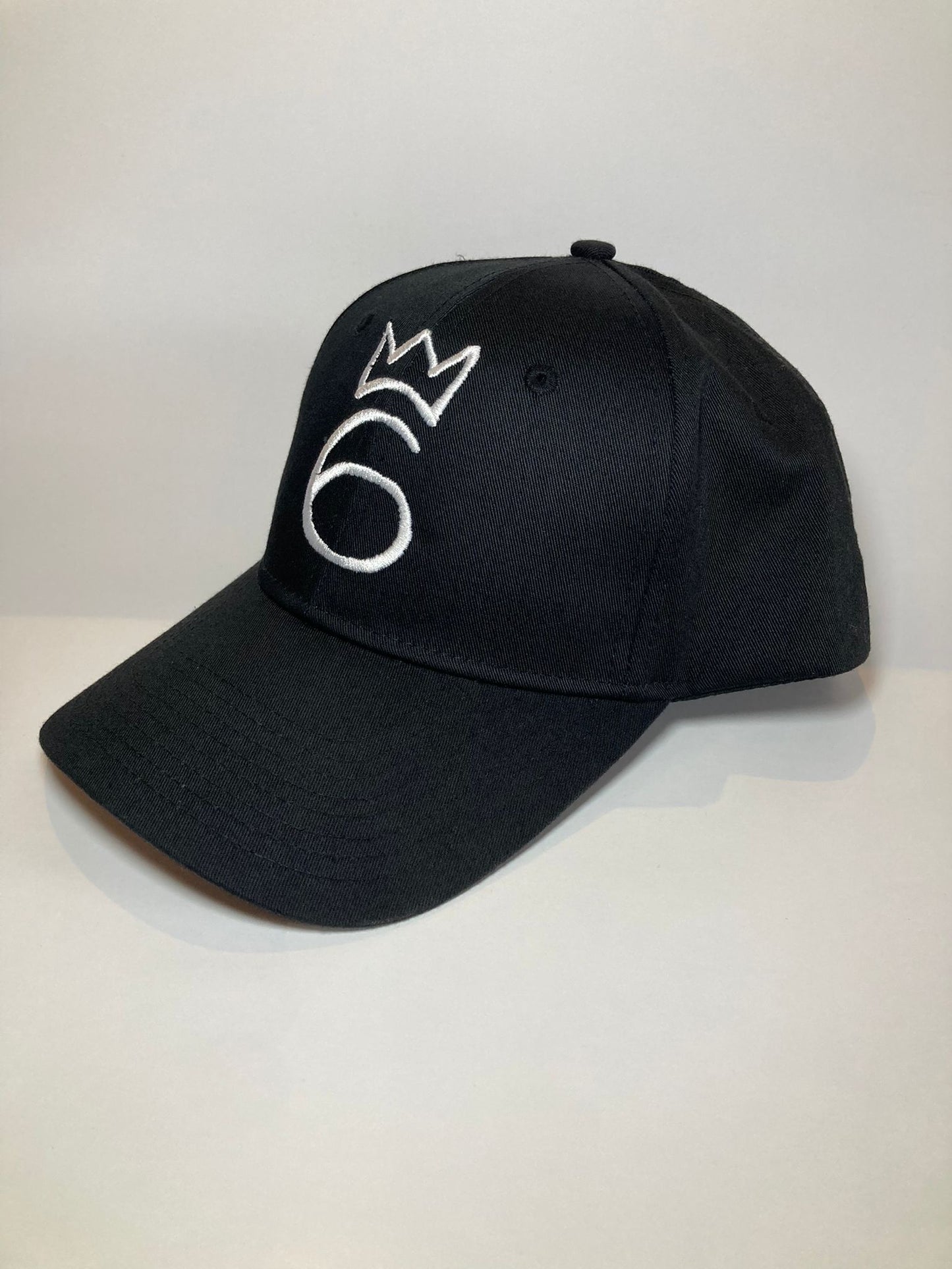 Classic Six Lightweight Twill Cap – White on Black [Amber - 6Reigns stitch]