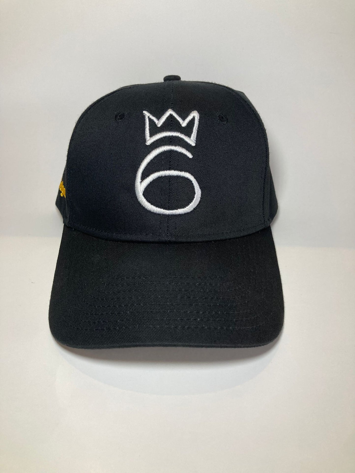 Classic Six Lightweight Twill Cap – White on Black [Amber - 6Reigns stitch]