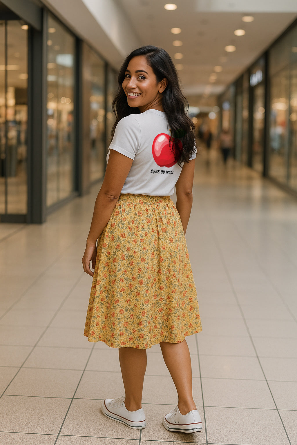 Eyes up front [Back] - Apple T-Shirt,  6 Crown [Front] – Red on White