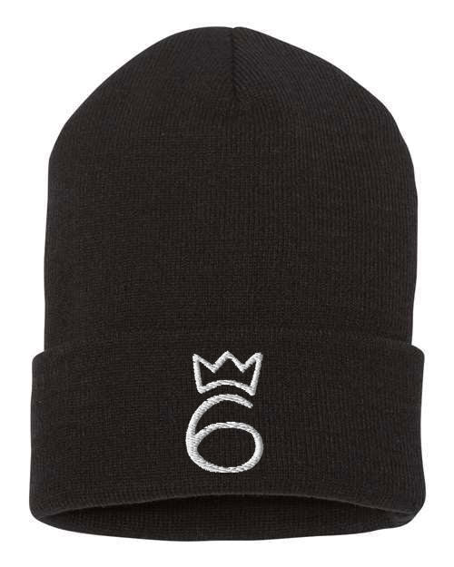 Classic Six Touque - White on Black