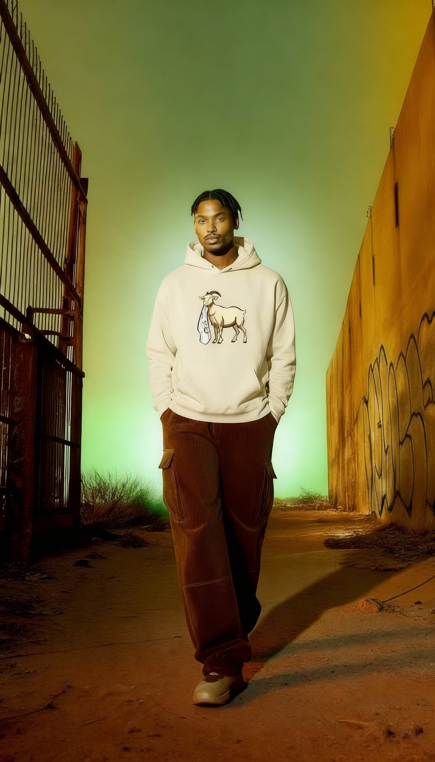 G.O.A.T 6Reigns Embroidered Hoodie – Logo on Cream