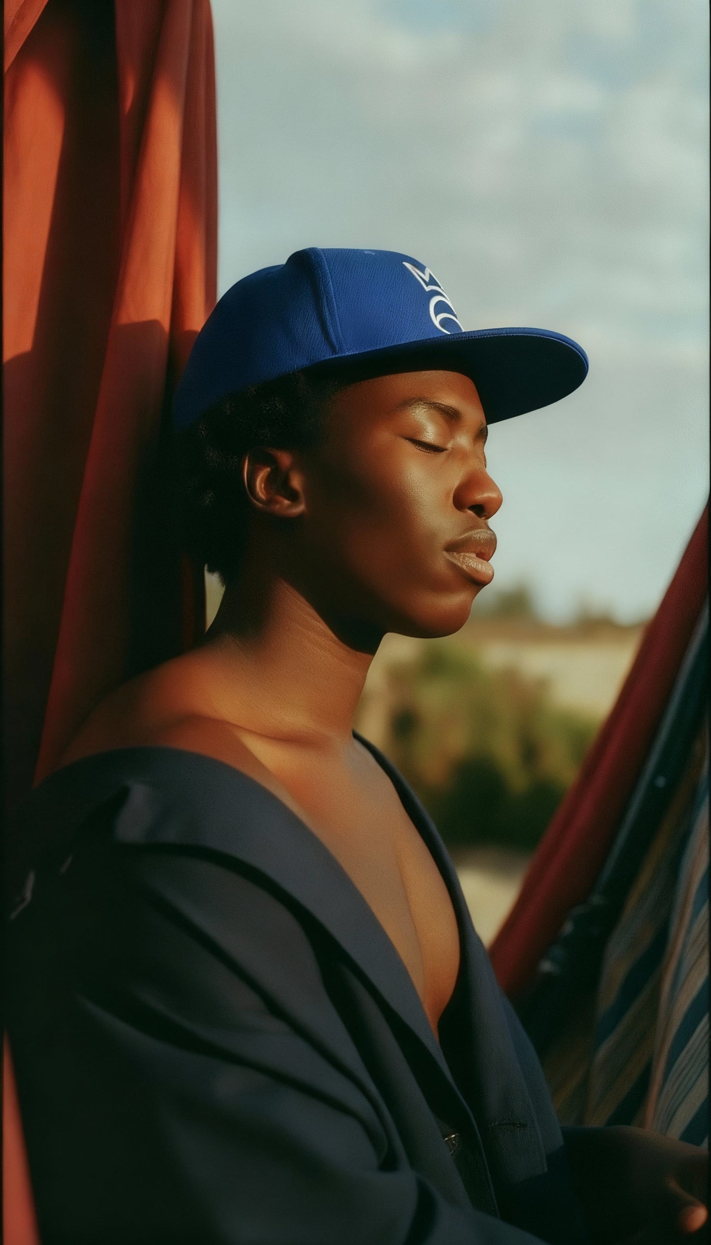 Premium Flat Bill Snapback - Classic Six Cap  –  Silver on Royal Blue