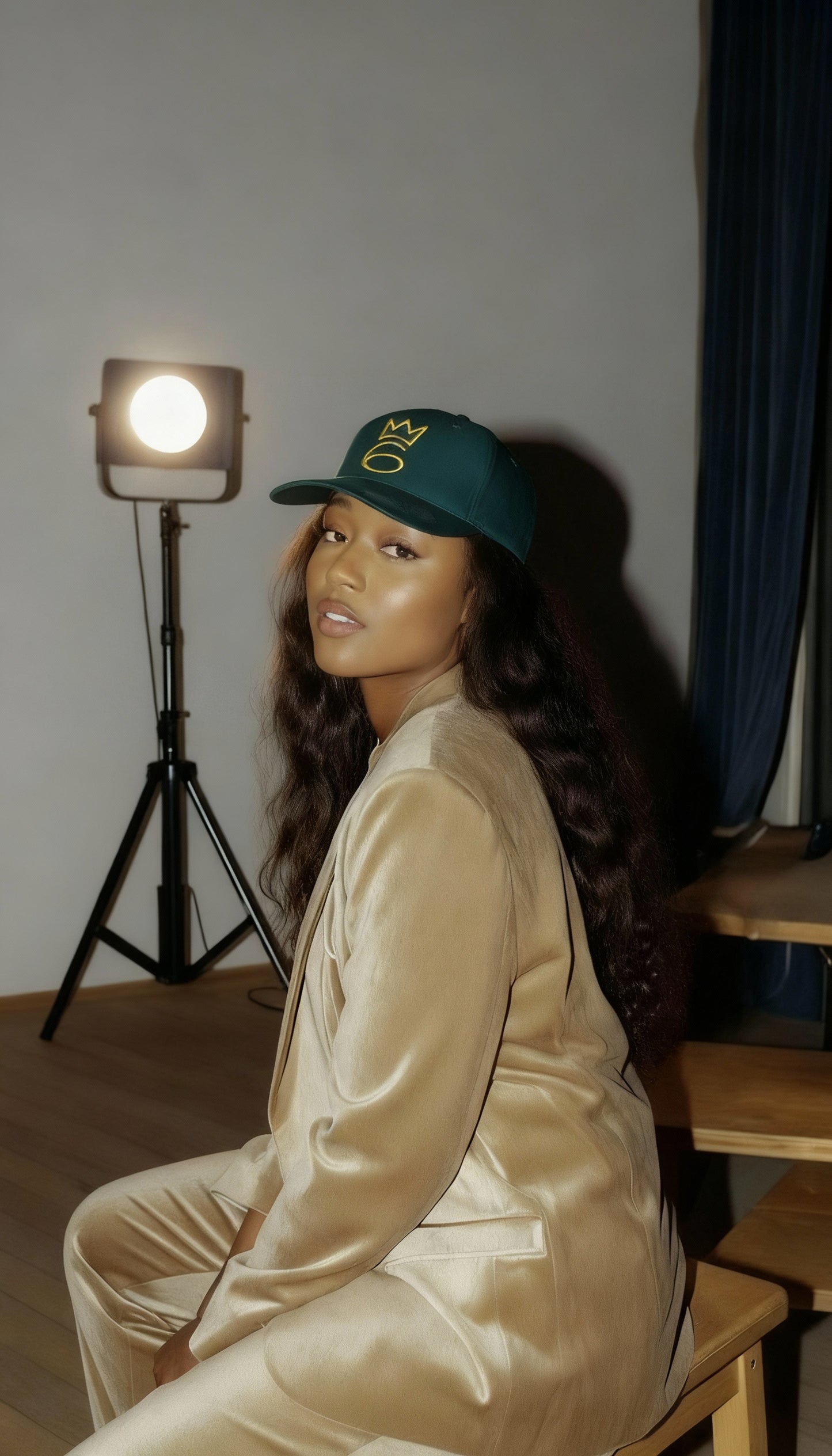 Premium Flat Bill Snapback - Classic Six Cap  –  Gold on Spruce