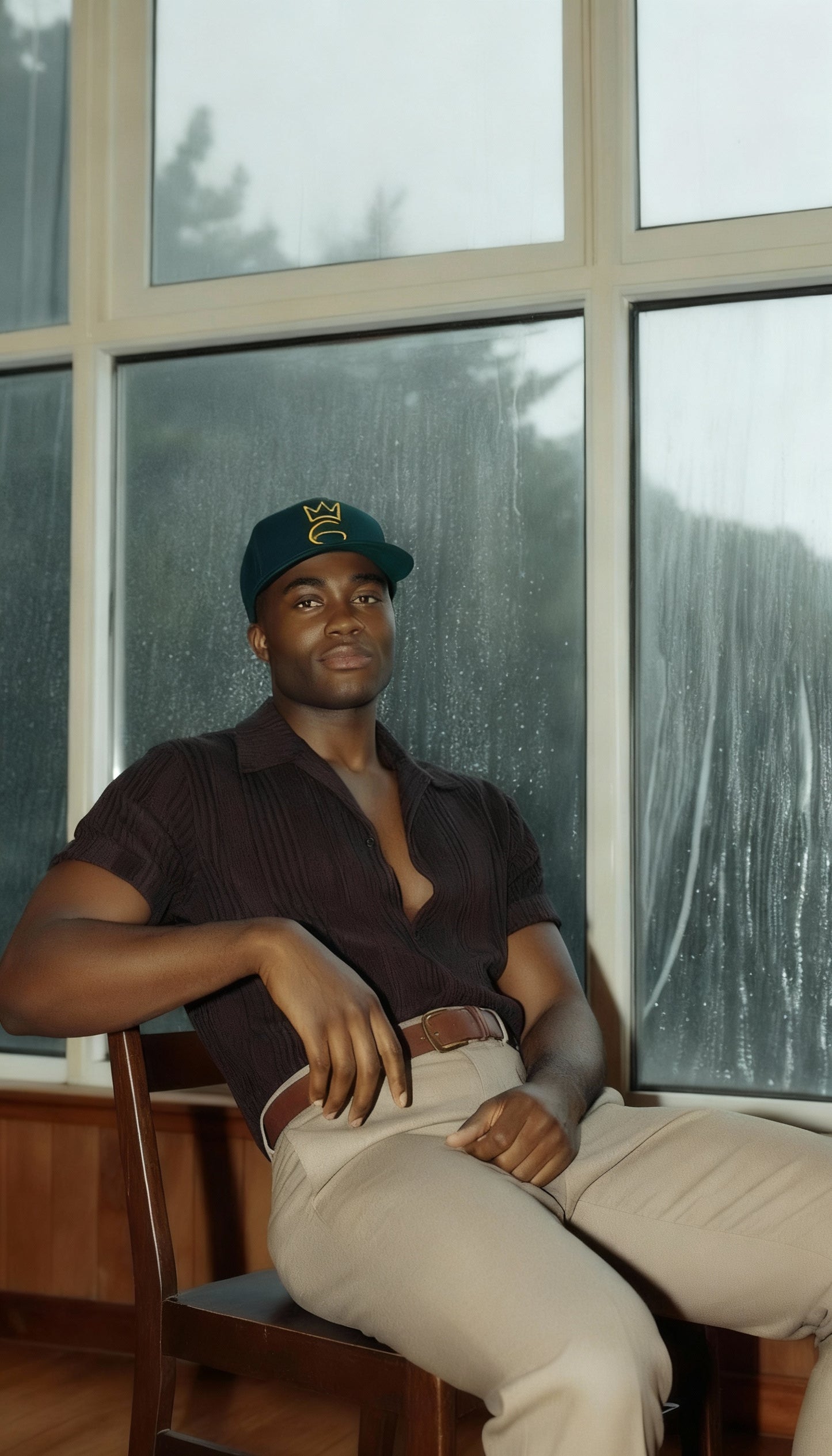 Premium Flat Bill Snapback - Classic Six Cap  –  Gold on Spruce