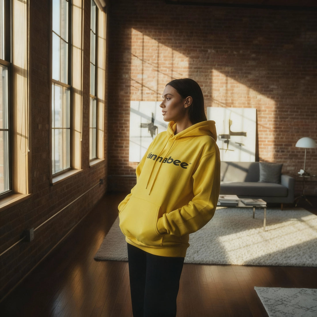 Yellow Wannabee Embroidered Hoodie – Black Text
