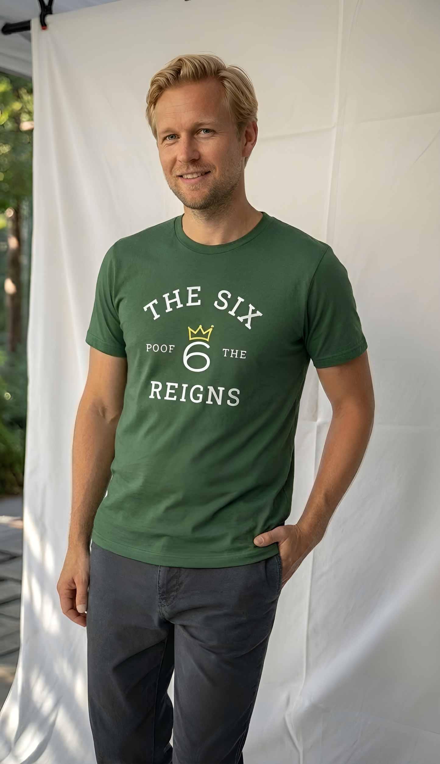 T-Shirt From Time Logo – White on Forest Green