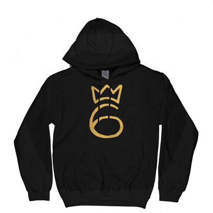 Classic Six Embroidered Hoodie – Gold on Black