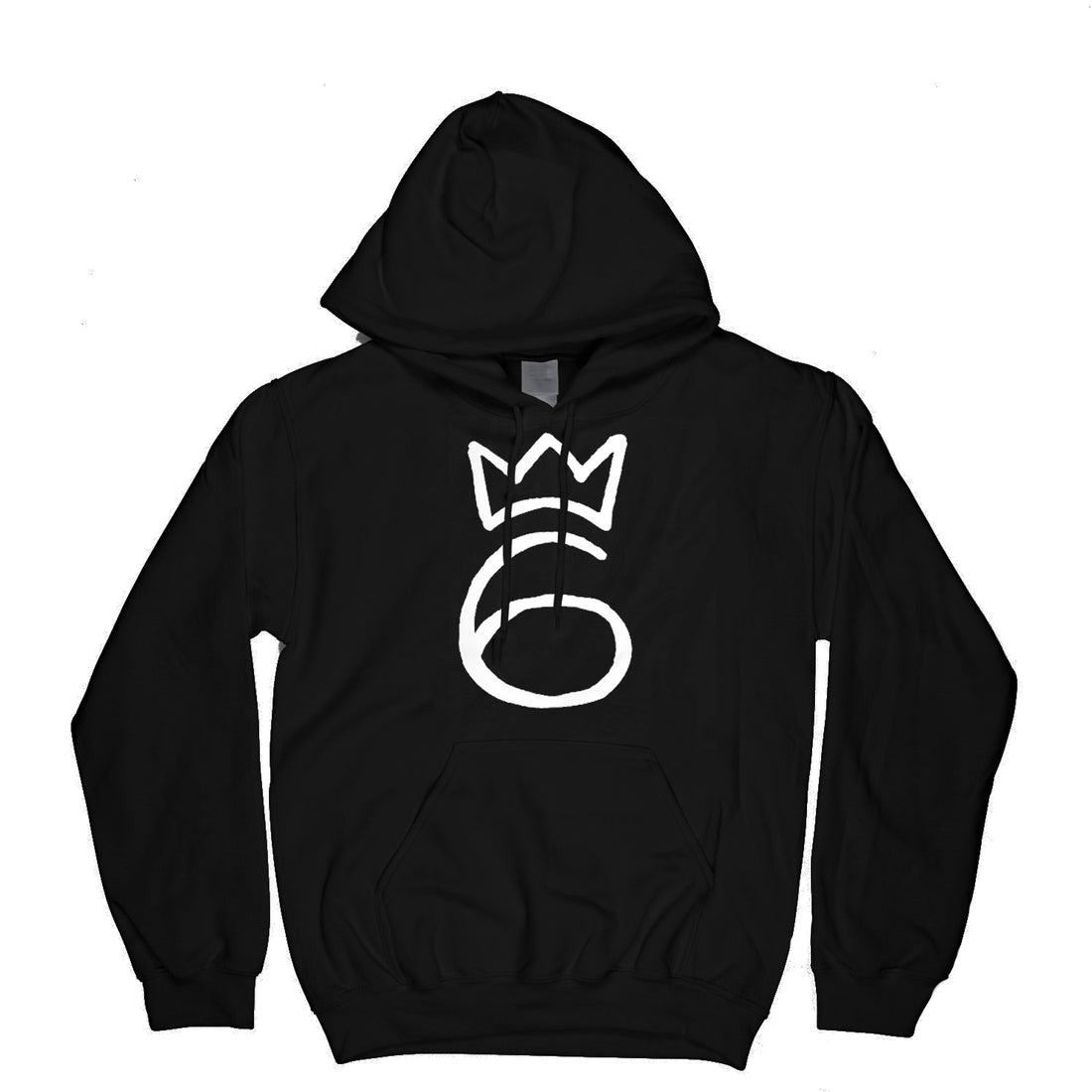 Classic Six Embroidered Hoodie – White on Black