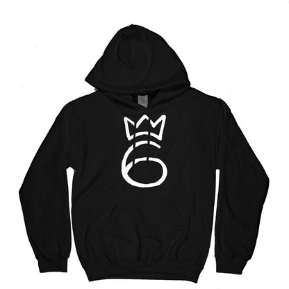 Classic Six Embroidered Hoodie – White on Black