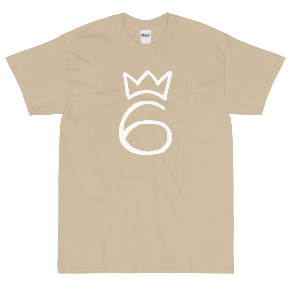 T-Shirt Crown On 6 – White on Tan