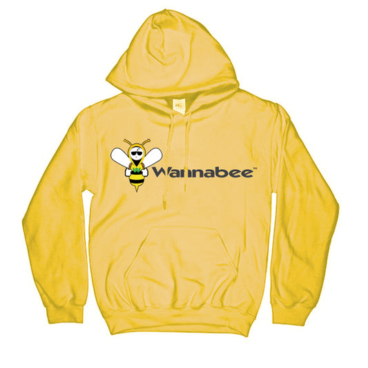 Yellow Wannabee Hoodie – Logo and Black Text