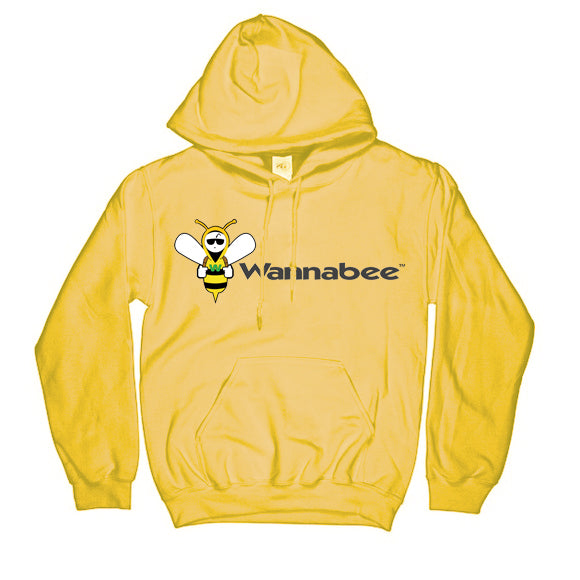Yellow Wannabee Embroidered Hoodie – Logo and Black Text