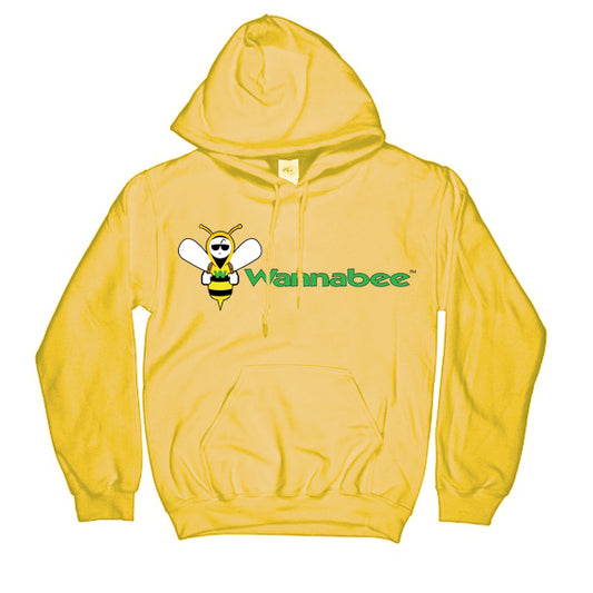 Yellow Wannabee Hoodie – Logo and Green Text