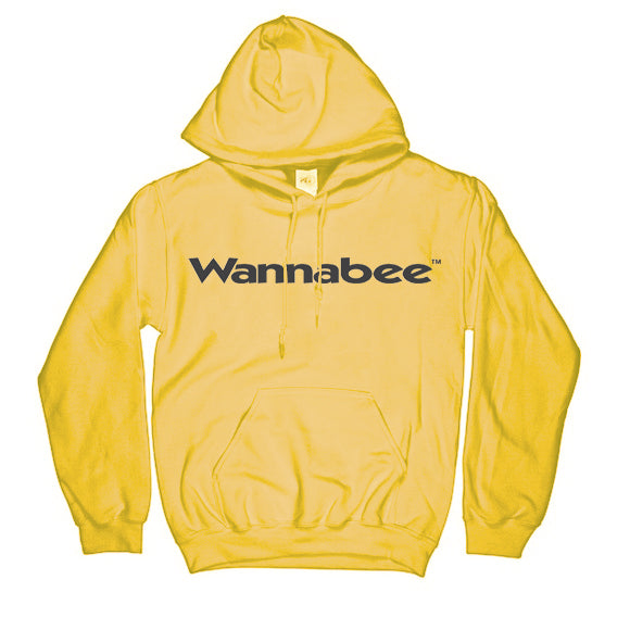 Yellow Wannabee Embroidered Hoodie – Black Text