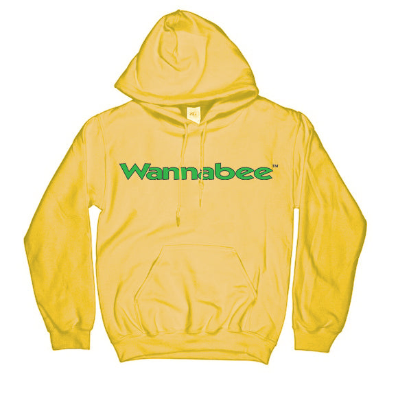 Yellow Wannabee Embroidered Hoodie – Green Text